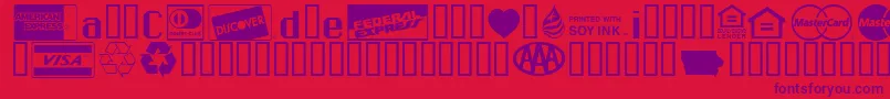 Fonte CreditCards – fontes roxas em um fundo vermelho