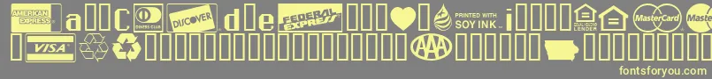 フォントCreditCards – 黄色のフォント、灰色の背景