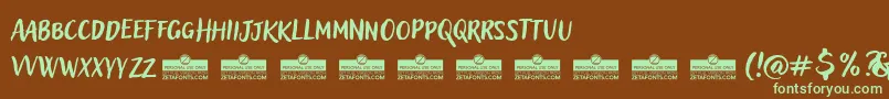 AdleryProBlockletterTrial-fontti – vihreät fontit ruskealla taustalla