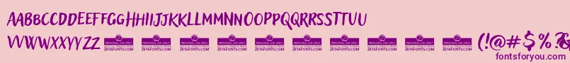 AdleryProBlockletterTrial-fontti – violetit fontit vaaleanpunaisella taustalla