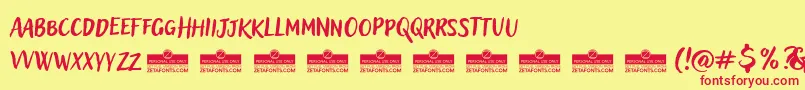 Шрифт AdleryProBlockletterTrial – красные шрифты на жёлтом фоне