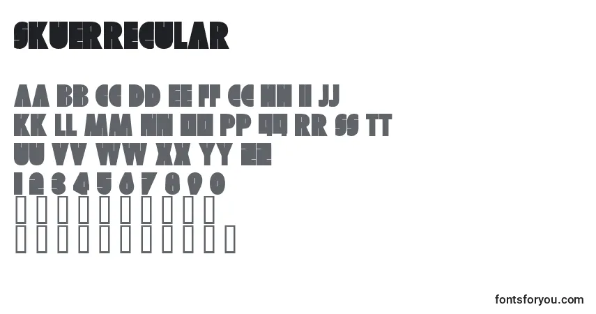 A fonte SkuerRegular – alfabeto, números, caracteres especiais