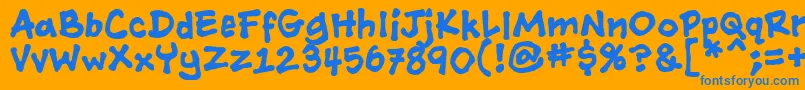 Ashcanbb ffy-Schriftart – Blaue Schriften auf orangefarbenem Hintergrund