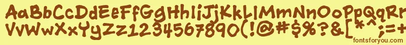 フォントAshcanbb ffy – 茶色の文字が黄色の背景にあります。