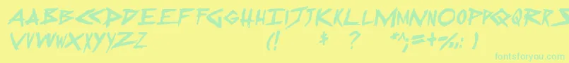 SugarDeath2Italic Font – Green Fonts on Yellow Background