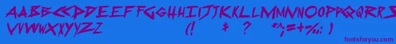 SugarDeath2Italic-Schriftart – Violette Schriften auf blauem Hintergrund