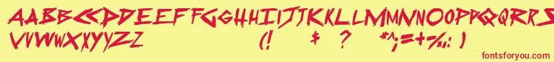 SugarDeath2Italic Font – Red Fonts on Yellow Background