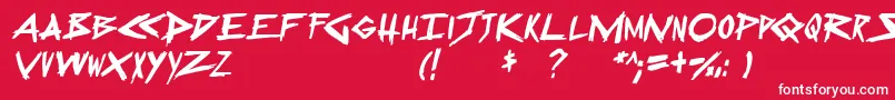 Czcionka SugarDeath2Italic – białe czcionki na czerwonym tle