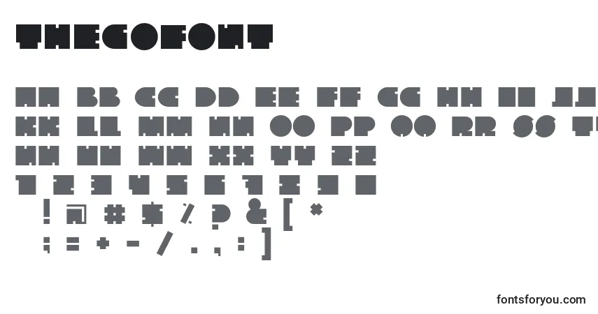 Thegofont-fontti – aakkoset, numerot, erikoismerkit