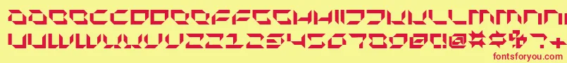 Plurn-Schriftart – Rote Schriften auf gelbem Hintergrund
