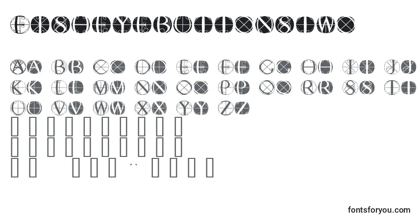 Schriftart Fisheyebuttonstwo – Alphabet, Zahlen, spezielle Symbole