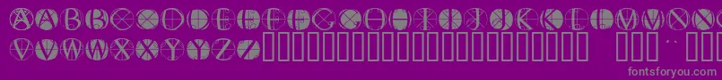 Fisheyebuttonstwo-Schriftart – Graue Schriften auf violettem Hintergrund
