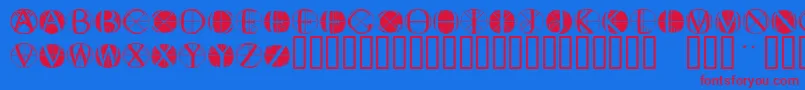 Fisheyebuttonstwo Font – Red Fonts on Blue Background