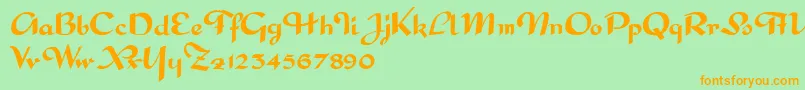 InterditeScript Font – Orange Fonts on Green Background