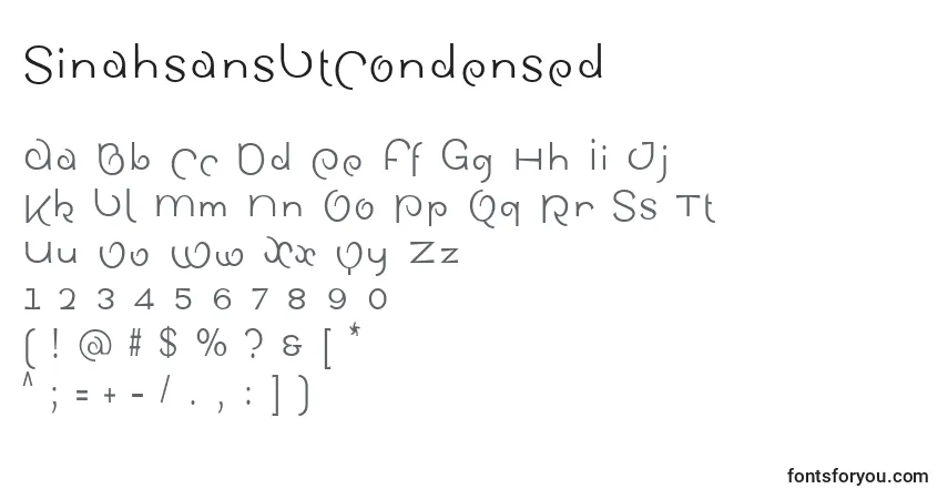 A fonte SinahsansLtCondensed – alfabeto, números, caracteres especiais