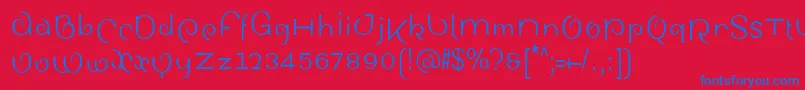 Fonte SinahsansLtCondensed – fontes azuis em um fundo vermelho