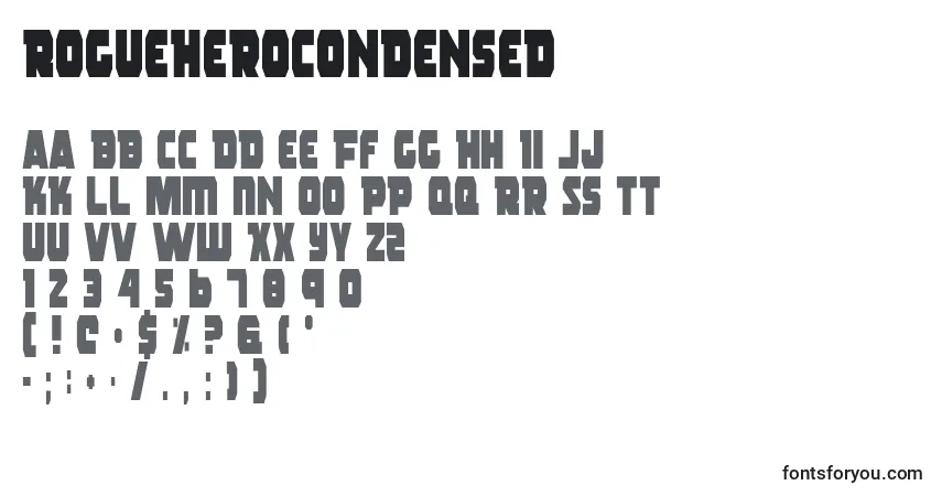 Шрифт RogueHeroCondensed – алфавит, цифры, специальные символы