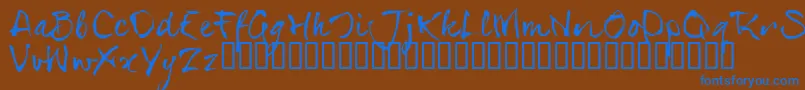 フォントSerialsT – 茶色の背景に青い文字