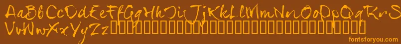 フォントSerialsT – オレンジ色の文字が茶色の背景にあります。