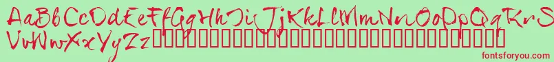SerialsT-fontti – punaiset fontit vihreällä taustalla