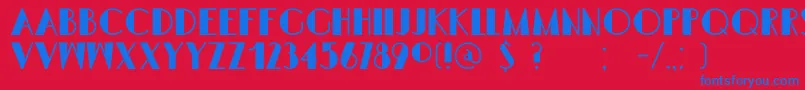 DkSemarangKolonial-Schriftart – Blaue Schriften auf rotem Hintergrund