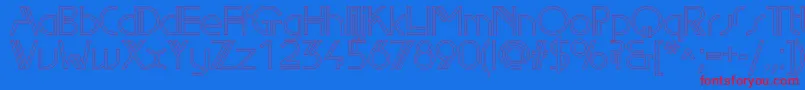 Edgelineoutlinec-Schriftart – Rote Schriften auf blauem Hintergrund