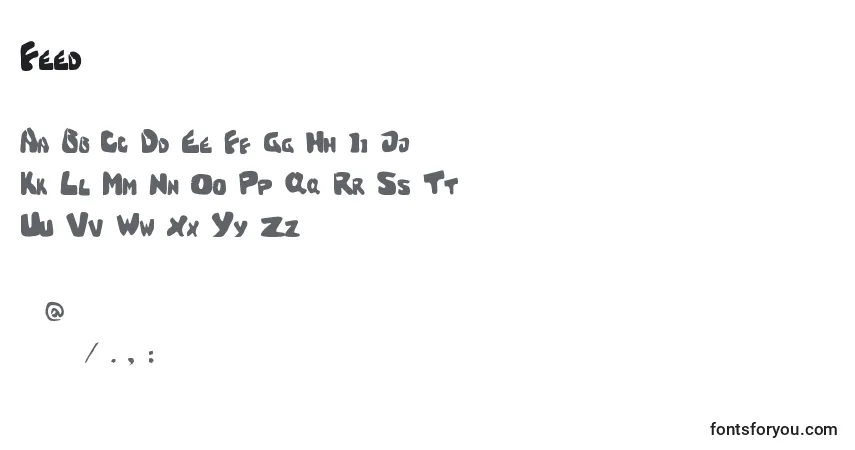 Czcionka Feed – alfabet, cyfry, specjalne znaki