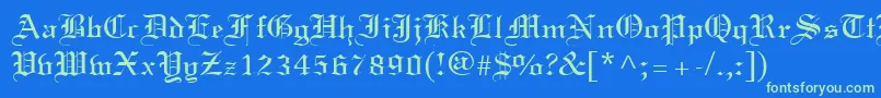 Certificate Font – Green Fonts on Blue Background