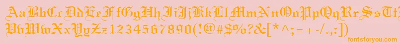 フォントCertificate – オレンジの文字がピンクの背景にあります。