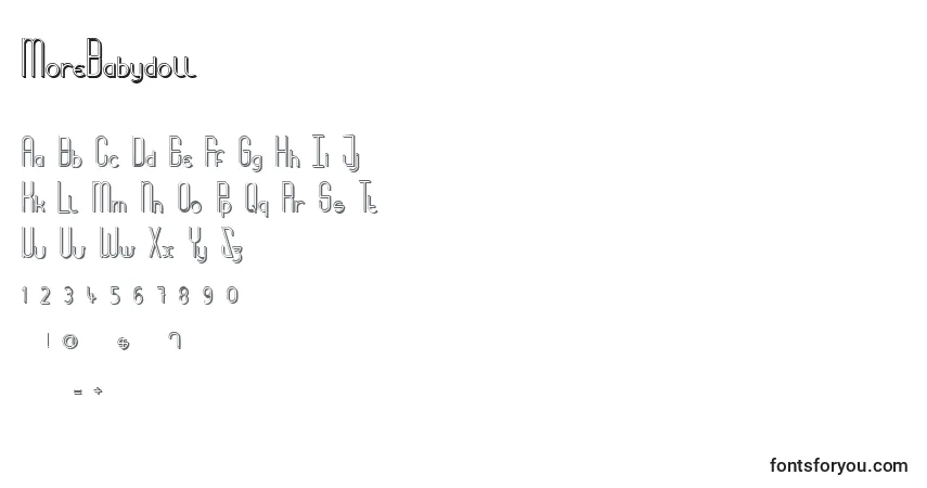 Schriftart MoreBabydoll – Alphabet, Zahlen, spezielle Symbole