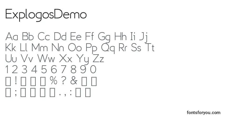 ExplogosDemo-fontti – aakkoset, numerot, erikoismerkit