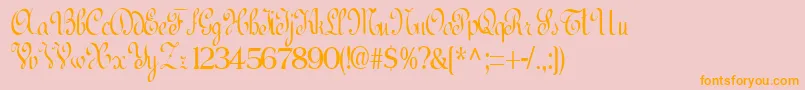 BedfordRegularTtcon-Schriftart – Orangefarbene Schriften auf rosa Hintergrund