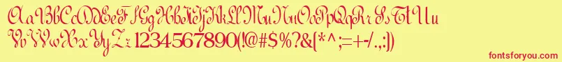 BedfordRegularTtcon Font – Red Fonts on Yellow Background