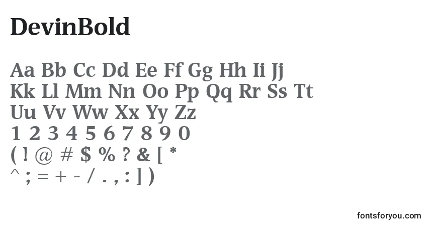 A fonte DevinBold – alfabeto, números, caracteres especiais