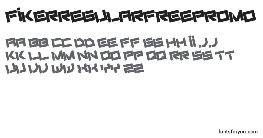 A fonte FikerRegularFreePromo – alfabeto, números, caracteres especiais