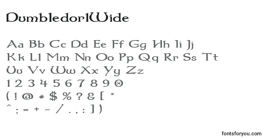 Schriftart Dumbledor1Wide – Alphabet, Zahlen, spezielle Symbole