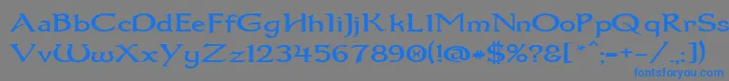 Dumbledor1Wide-Schriftart – Blaue Schriften auf grauem Hintergrund