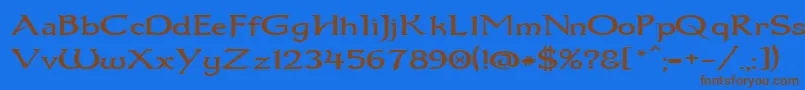 Czcionka Dumbledor1Wide – brązowe czcionki na niebieskim tle