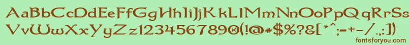 Dumbledor1Wide Font – Brown Fonts on Green Background