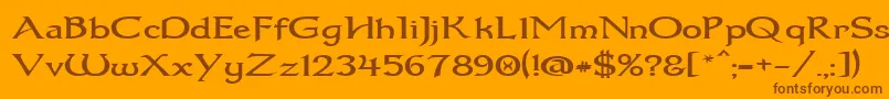 Dumbledor1Wide Font – Brown Fonts on Orange Background