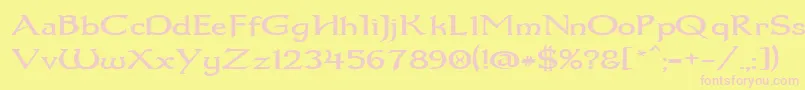 Dumbledor1Wide Font – Pink Fonts on Yellow Background