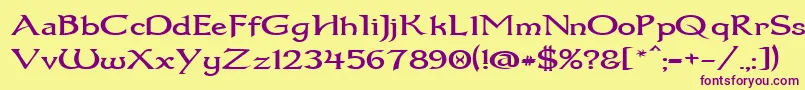 Dumbledor1Wide Font – Purple Fonts on Yellow Background