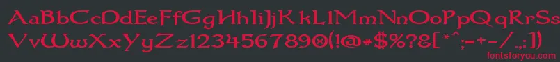 Czcionka Dumbledor1Wide – czerwone czcionki na czarnym tle