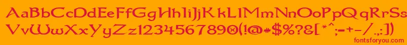 Dumbledor1Wide Font – Red Fonts on Orange Background