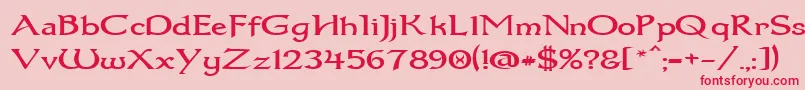 Czcionka Dumbledor1Wide – czerwone czcionki na różowym tle