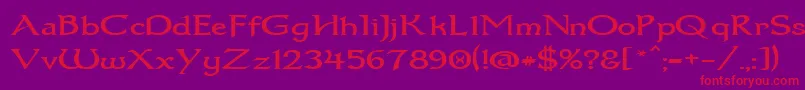 Dumbledor1Wide Font – Red Fonts on Purple Background