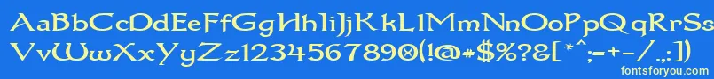 Dumbledor1Wide Font – Yellow Fonts on Blue Background