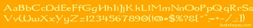 Шрифт Dumbledor1Wide – жёлтые шрифты на оранжевом фоне