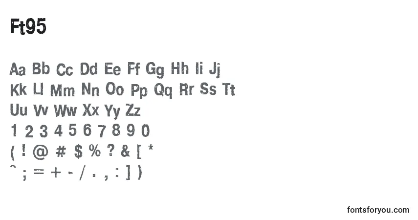 Schriftart Ft95 – Alphabet, Zahlen, spezielle Symbole
