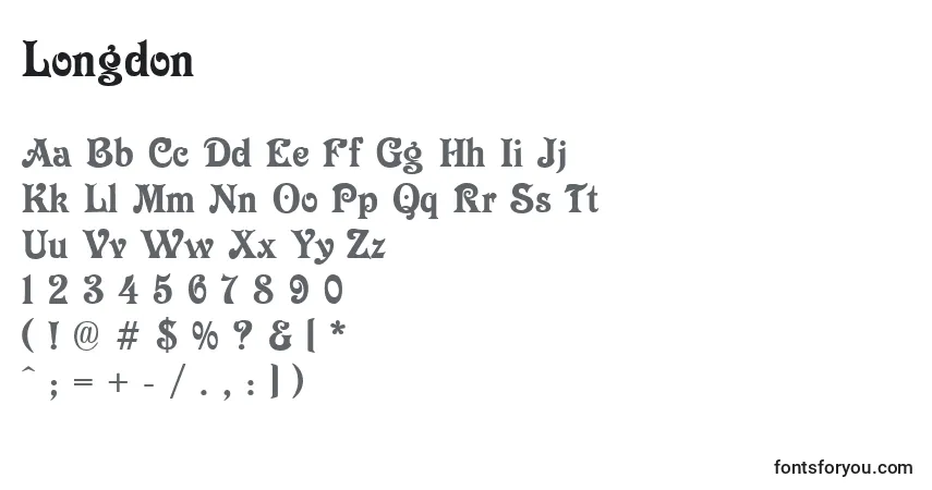 Czcionka Longdon – alfabet, cyfry, specjalne znaki